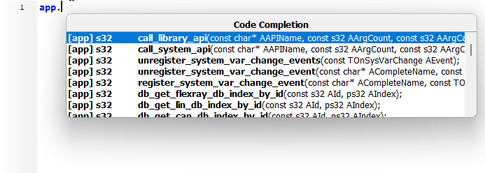 TSMaster applet editing code smart tip function