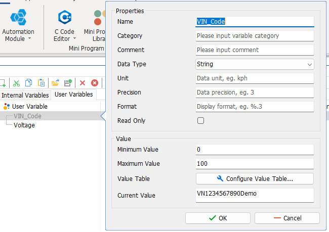 Flexible Application of System Variables in TSMaster Diagnostic Module